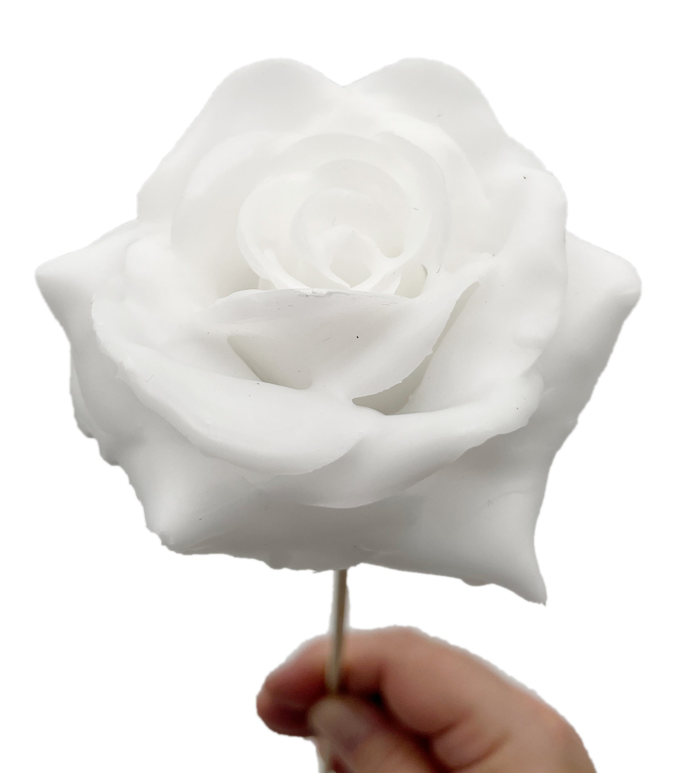 Wachsrose - schneeweiß Rose aus Wachs