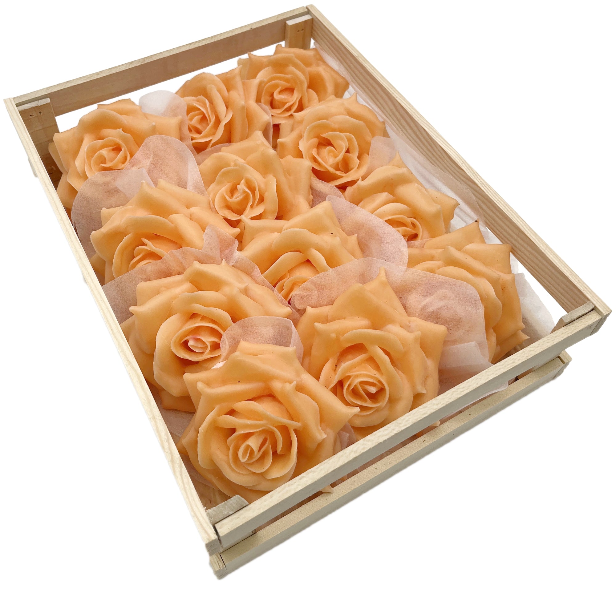 Wachsrose - pfirsich-farbene Rose aus Wachs