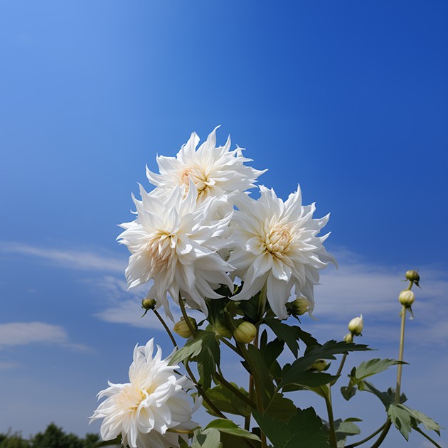 Dahlia imperialis &quot;Double White&quot; - Baumdahlie mit weißen Blüten