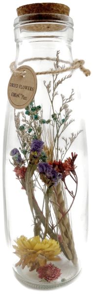 Glas mit Trockenblumen - florale Dekoration